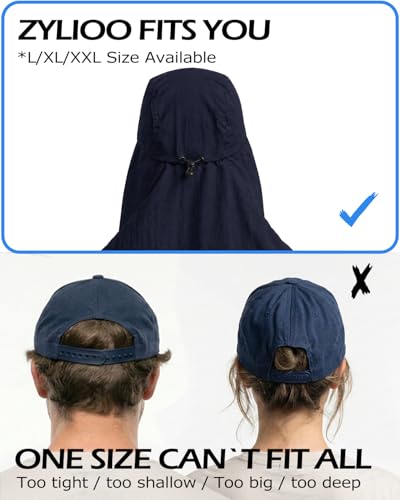 Image of Zylioo XXL Sun Hat for Big Heads, Neck Flap Fishing Cap | Roomier Outdoor Fit-Rear drape and soft crown give fuller head shapes cooler coverage on bright days.