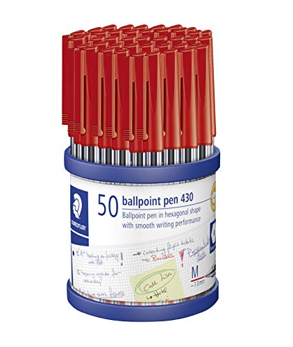Bolígrafo Staedtler Stick 430 rojo sin borrones para evitar manchas al escribir, 50 unidades