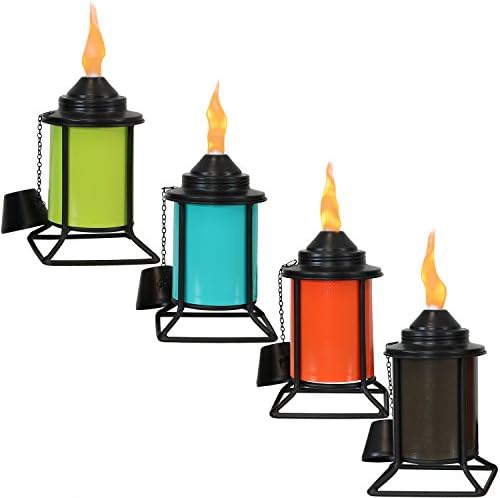 Sunnydaze Metal Tabletop Torches, Outdoor Patio and Lawn Torch, Multi-Color, Set of 4