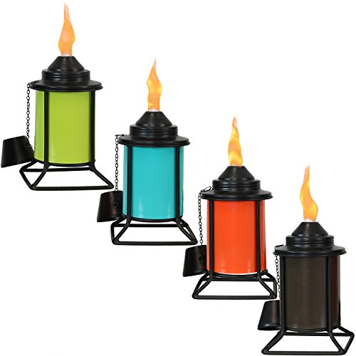 Sunnydaze Metal Tabletop Torches, Outdoor Patio And Lawn Torch, Multi-Color, Set Of 4 #TOP26