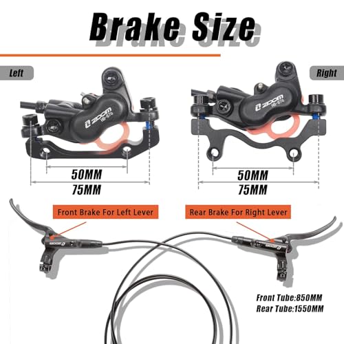 Image of BUCKLOS 4-Piston MTB Hydraulic Brake Set, Front 800mm Rear 1400mm Hydraulic Disc Brake Kit for MTB(Pre-Bled, Included Original Pads)