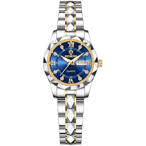 Verhux Watch for Women Luxury Dress Diamond Fake Mechanical Ladies Small Wrist Watches Day Date Stainless Steel Waterproof Cover