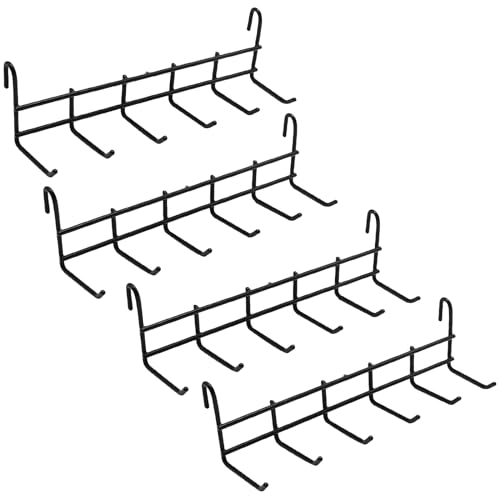ZUDKSUY 4 Pack Metal Grid Wall Hanging Hooks, Grid Wall Accessories, Heavy Duty Storage Hooks Rack for Door Back Wall Mount Storage and Display, Hook Attachment for Wire Shelving