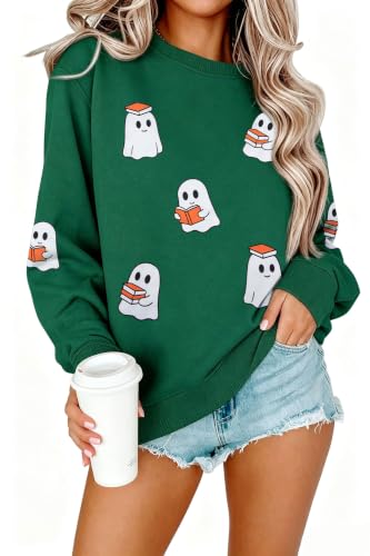 Halloween Sweatshirt Women Spooky Season Sweaters Sequin Skeleton Shirt - image 1