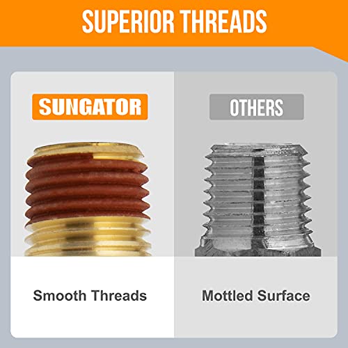 Sungator 12-Pack Air Hose Fittings, 1/4" Npt To 3/8" Barb, Hose Barb Adapter With Sealant, Brass Pipe Fittings Male Threaded With 12 Pcs Hose Clamp #TOP3