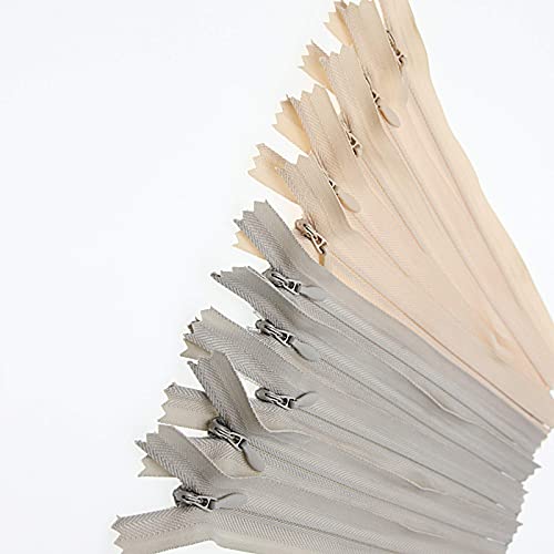 22 Inch 10Pcs Invisible Nylon Coil Zipper,Clothing Zipper,Hidden Zipper Diy Sewing Tools For Tailor Sewing Crafts(5 Pcs Grey And 5 Pcs Beige 56Cm) Shunli #TOP1