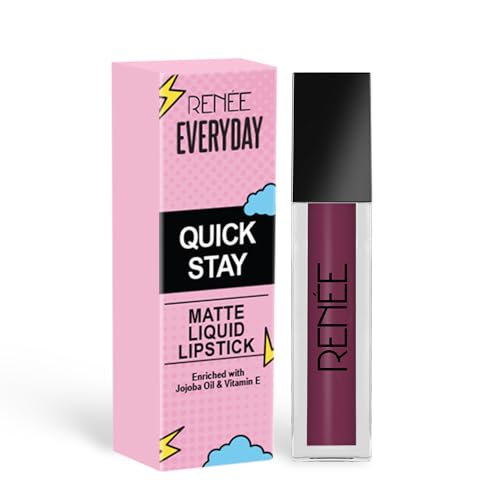 Image of RENEE Everyday Quick Stay Liquid Lipstick - Wine Charm, Velvety Matte Finish, Long-Lasting & Lightweight, Hydrating & Non-Drying Formula, Ultra-Rich Pigment, Jojoba Oil & Vitamin E Infused