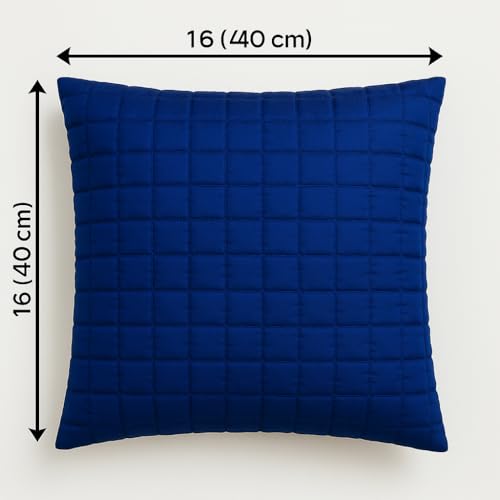 Image of Premium Quilted Cushion Cover 16x16 Inch - Dupion Silk Blend - Soft & Durable Decorative Pillow Cover for Sofa, Bed, Living Room - Set of 5 pc (Multicolor)