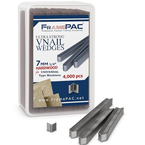 Image of V Nails for Picture Frames Hardwood Universal (UNI) 7mm (1 /4 Inch) [4000 V-Nail Pack, Stacked] - (for use in Automatic V Nailer for Picture Framing, Automatic V Nailer for Picture Frames)