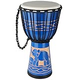 BGMUSER Djembe African Drum 10'' x 20'' with Mahogany Body Goatskin Drumhead Hand Drums for Adult (Blue)