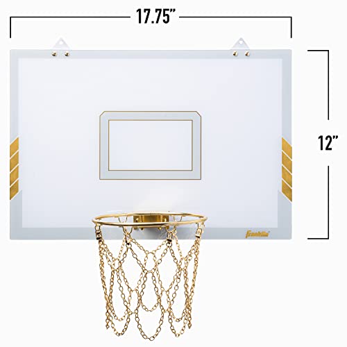 Franklin Sports Mini Basketball Hoop - Premium Gold Chrome Wall Mounted Backboard Mini Hoop with Rim + Net - Ball Included - Perfect Bedroom Accessory by Franklin Sports - Image 2