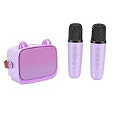 SENECESLI Mini-Karaoke-Maschinenspielzeug, Tragbarer Bluetooth-Lautsprecher mit 2 Kabellosen Mikrofonen für, Früherziehung, Zuhause, Outdoor, Reisen, Party-Spielen (Purple)