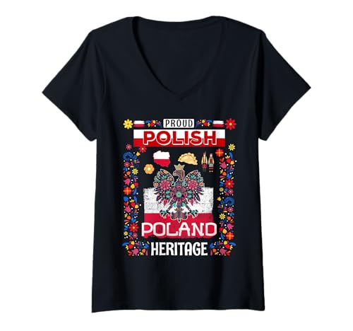 Mujer Polska Ideas polacas para niños & Polski Folk Polish Heritage Camiseta Cuello V