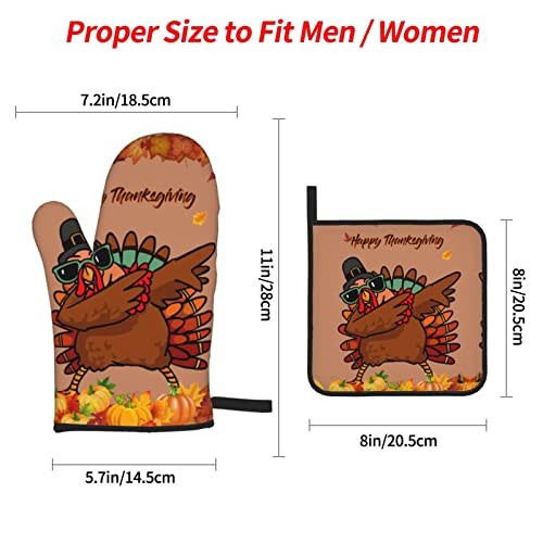 Happy Thanksgiving Turkey Maple Leaf Pumpkin Oven Mitts Heat Resistant Kitchen Oven Gloves With 2 Pot Holders Bbq Gloves For Kitchen… #TOP1