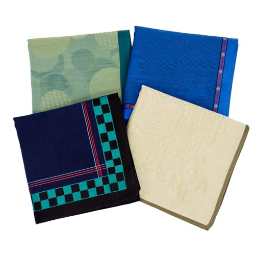 ケント ビジネスハンカチ 綿麻混 ストライプ柄 4枚セット