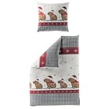 Traumschlaf kuschelig weiche Biber Bettwäsche Gent Gold aus 100% Baumwolle mit Reißverschluss