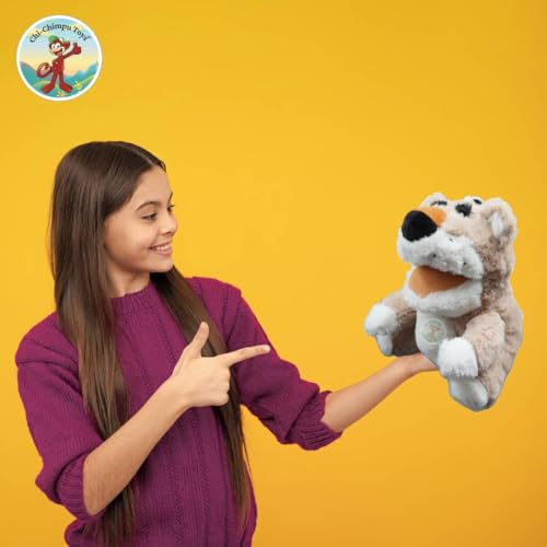 Image of Chi-Chimpu Talking Mouth Animal Hand Puppet - Interactive Plush Toy for Kids, Perfect for Storytelling, Imaginative Play, Educational Learning, and Creative Role-Playing - Brown