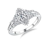 DAYBYDAY Cubic Zirconia Ring Sterling Silver Cubic Zirconia Marquise Engagement Ring Cz Rings for Women Butterfly Birthstone Rings Size 6