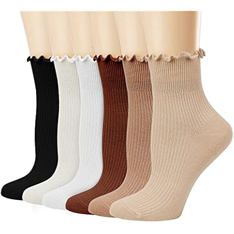 Mcool Mary Women's Ruffle Socks,Casual Cute Ankle Socks Cotton Knit Lettuce Low Cut Frilly Crew Socks for Women 6 Pack Cover