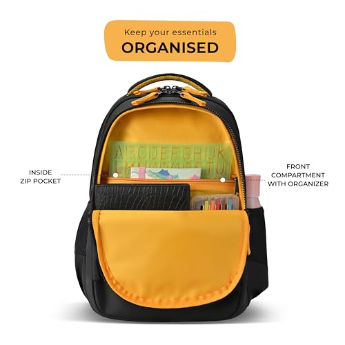 Image of Gear Giant Monster Backpack 15 inch /20L Small Water Resistant School Bag /Casual Backpack /Daypack /Kids Bag for Boys /Girls (Black-Yellow)