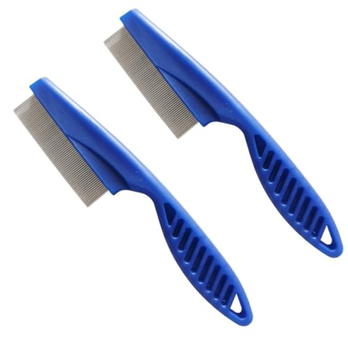 Multifunctional Pet Comb Hair Removal, 2PCS Pet Hair Removal Comb for Dogs Cats, Grooming Brush Fine Remover, Fine-Tooth Stainless Cleaning Massage Brush for Puppies (Blue,S+L)