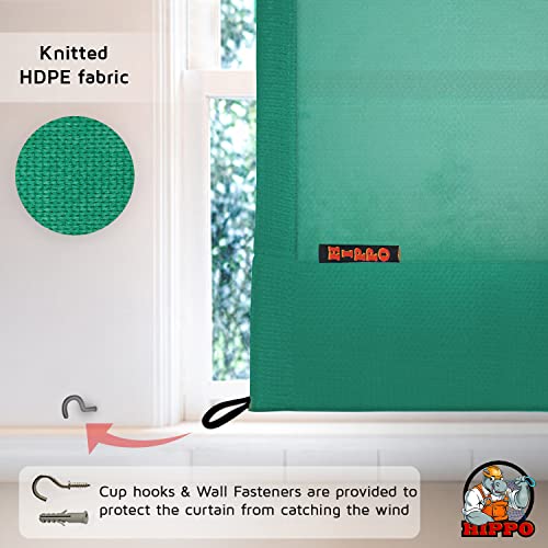 Image of HIPPO High Density Polyethylene 150 GSM Outdoor Loop Curtains Sun Blocking, UV Protection, Light-Filtering Balcony Curtain (Green, 3FTX8FT, 1PC)