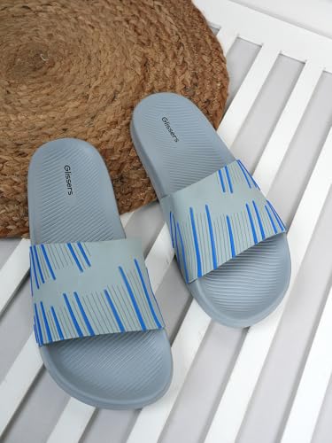 Image of Men & Boys Lines Patterned Sliders | Soft EVA Flip Flops & Slippers