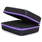Hipiwe Hard Shell Essential Oil Carrying Case 30 Bottles EVA Essential Oils Storage Bag - Perfect for doTerra and Young Living Oils with Foam Insert (Black + Purple)