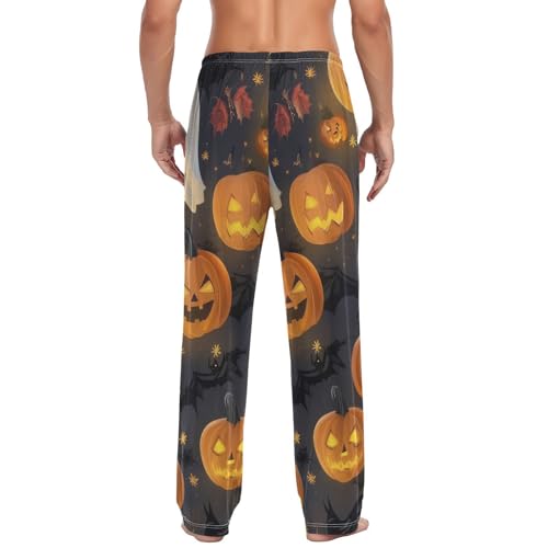 Men's Pajama Pants Ghost Pumpkins Bats Halloween Sleep Pajama Lounge Pant with Pockets, Elastic Waistband2