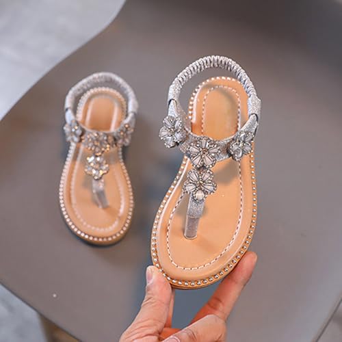 IWIHMIV Girls Sandals Toddler Cute Open Toe Flip Flops Flat Dress Summer Soft Sole Beach Sandals with Elastic Strappy4