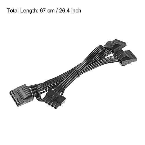 Cable de alimentación uxcell PCIe 4 Pin a 3 IDE Female SATA 67 cm miniatura 2