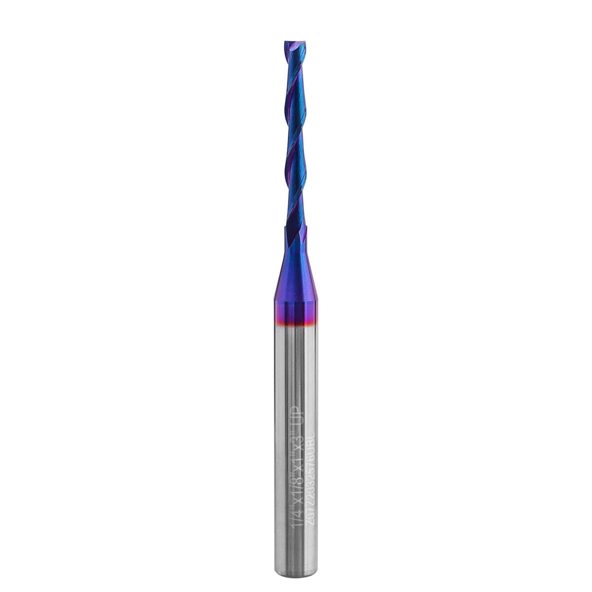 1/4" Shank Up Cut CNC Router Bit, Solid Carbide Spiral Router Bit Double Flute End Mill Bits with 1/8" Diameter 1" Cutting Length for Wood Milling Grinding Grooving
