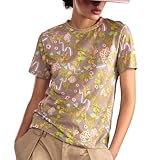 Cynthia Rowley Everyday Floral Tee (US, Alpha, X-Small, Regular, Regular, Camel Floral)