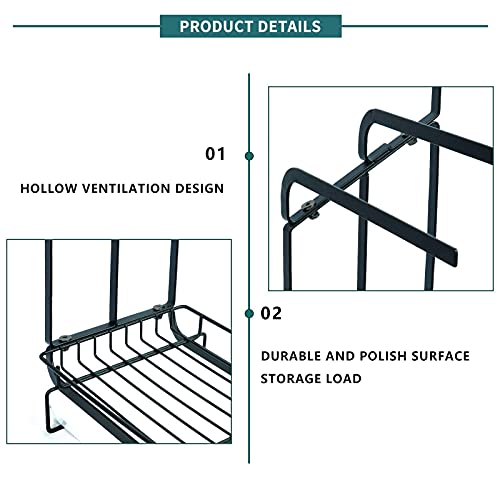 Apsan Sponge Holder With Drain Pan For Kitchen Sink, Kitchen Sink Caddy Organizer For Sponge Brush Soap Dish Dishcloth Rack, Small Black #TOP4