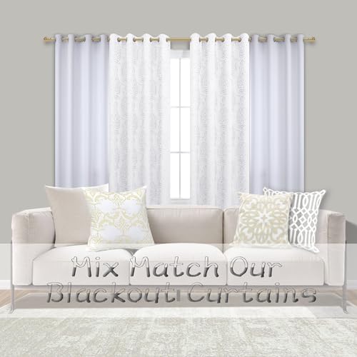 Mrs.Naturall White Curtains 102 Inches Long for Living Room 2 Panels Set,Grommet Thermal Insulating Block Sun 60% Blackout Height High Ceiling to Floor Length Curtains for Bedroom Sliding Door by Mrs.Naturall - Image 4