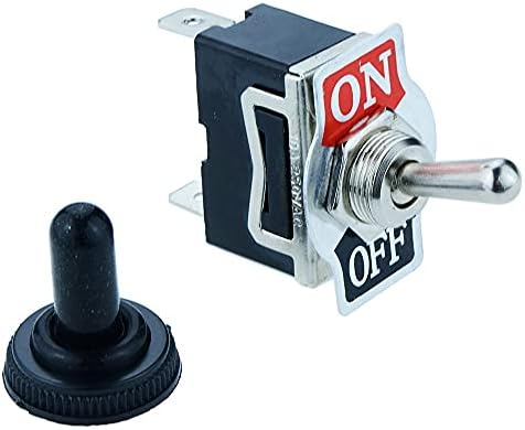 On-Off Latching Toggle Switch with Quick Connect 6.3mm Terminals SPST 15A 250VAC (On/Off With Cover)