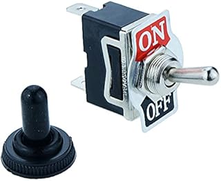 On-Off Latching Toggle Switch with Quick Connect 6.3mm Terminals SPST 15A 250VAC (On/Off With Cover)