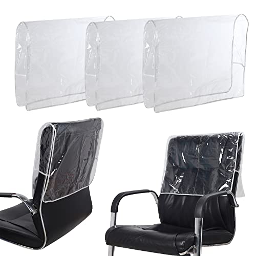 PERFEHAIR Lot de 3 housses de dossier de chaise de salon en plastique transparent pour la plupart des chaises de salon standard Protège les chaises contre les taches, les produits chimiques, la