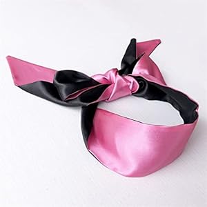 Soft Sleep Eyeshade Satijn Lint Bandage op Ogen Ademend Cover Oog Patch Belt Blindfold Accessoires (Color : Black pink)