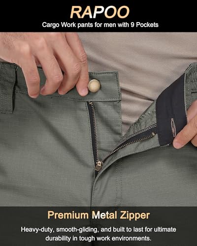 Image of Rapoo Ripstop Water Resistant Cargo Tactical Pants for Men EDC Hiking Work Military Army Pants with 9 Pockets