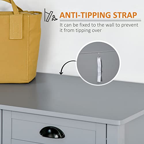 Homcom Coffee Bar Cabinet, Sideboard Buffet Cabinet, Kitchen Cabinet With 4 Drawers And Slatted Bottom Shelf For Kitchen, Living Room, Gray #TOP4