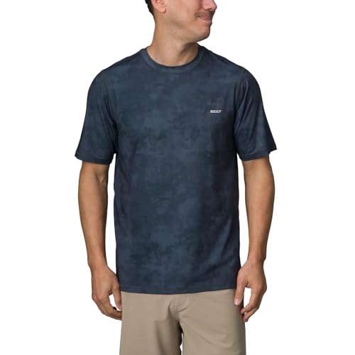 Rashguard Reef à manches courtes pour homme bleu noir t-shirt anti-UV surf