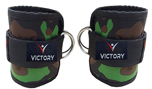 VICTORY Unisex Nylon Ankle Straps for Cable Machine, Kickbacks, Glute Workouts, Leg Extensions, Curls & Hip Abductors, Gym, Legs, Butt, Exercises - Green