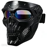Airsoft Mask Full Face with HD Goggle Skull Skeleton Paintball Mask for Halloween Cosplay Paintball Game Props Party Tactical Mask