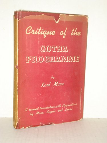 Critique of the Gotha Programme With Appendices... B001NIE5B8 Book Cover