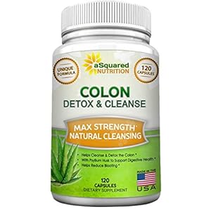 aSquared Nutrition Pure Colon Cleanse for Weight Loss – 120 Capsules, Max Strength, Natural Colon Detox Cleanser, Colon Cleansing Diet Supplement Blend for Digestive Health, Diet Pills for Men & Women