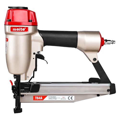 meite T64A Cloueuse de finition de calibre 16, pistolet à ongles de finition pneumatique avec échappement à 360° et libération rapide de confiture,...