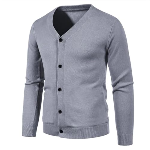 Men's Cardigan Sweaters V Neck Slim Fit Solid Color Casual Korean Long Sleeve Knit Sweater3