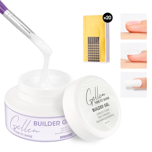 Gellen White Nail Builder Gel for Extensions, Sculpting &amp; Overlays Apex,30g