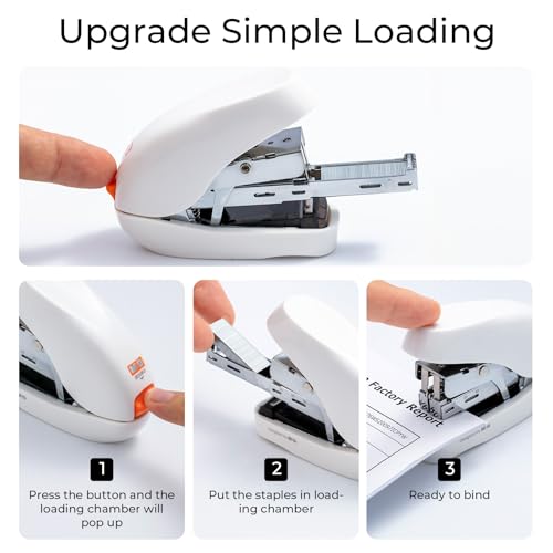 Image of M&G Mini Stapler with Staples, Small White Effortless Stapler Set, 20 Sheet Capacity, One Finger, 1000 Standard Staples, Office staplers for Desk, Easy to Load